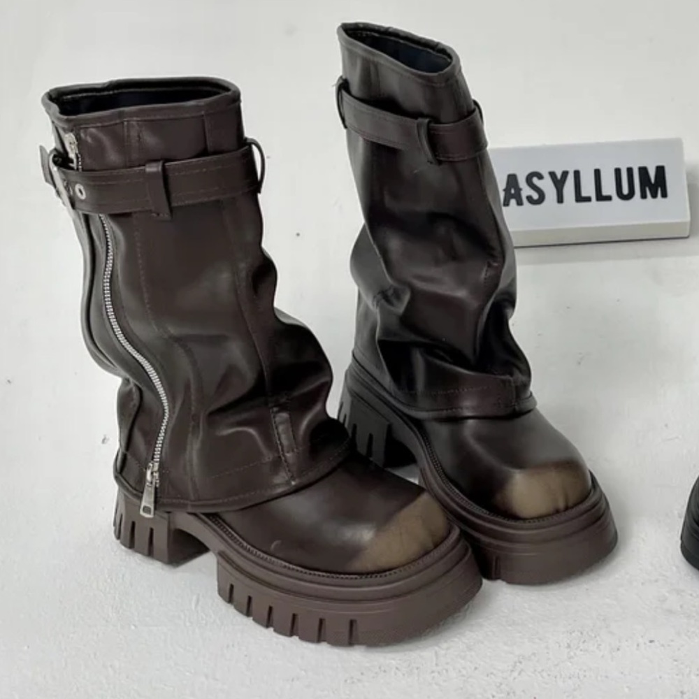 ASYLLUM Platform Fold Over Chunky Boots